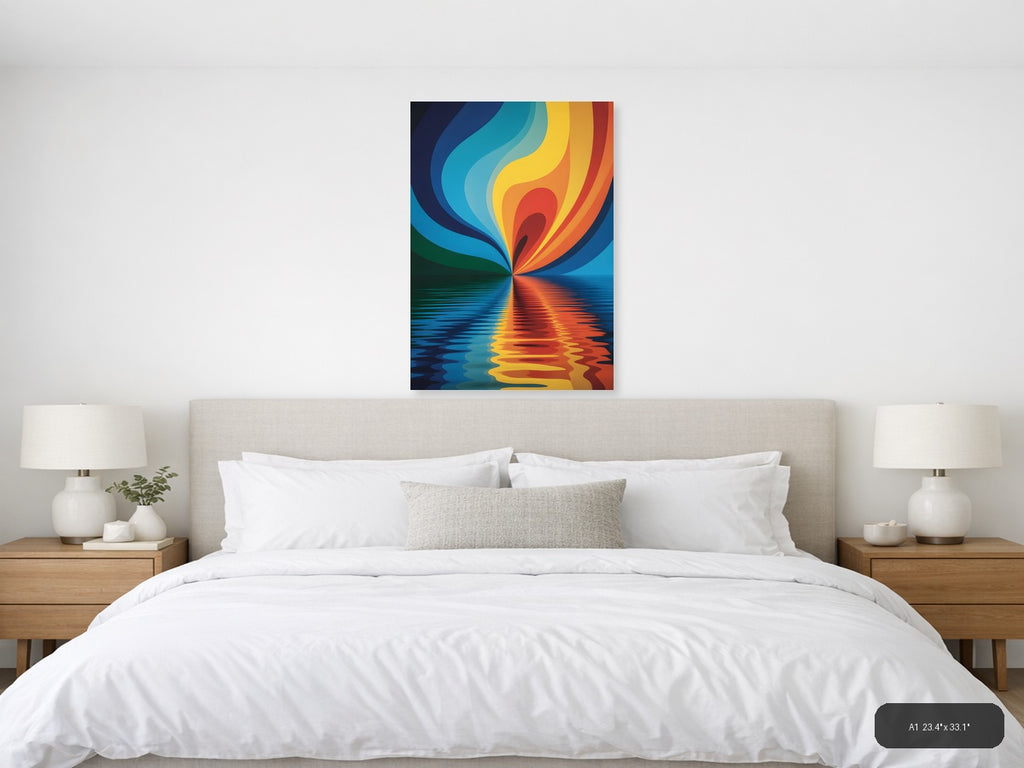 Colorful Flame Reflection Abstract Photography Wall Art — A1 / Bedroom
