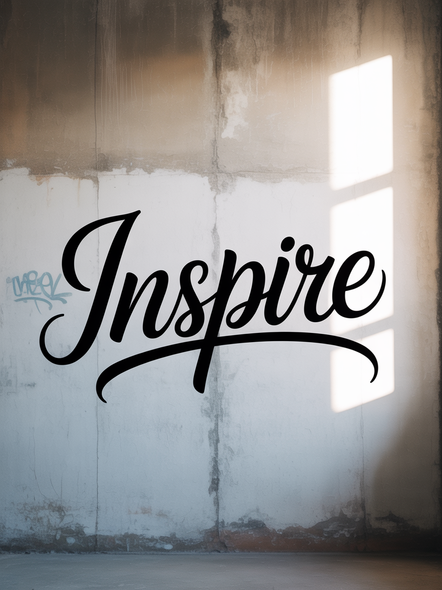 Inspire Typography Wall Art - Motivational Black Script