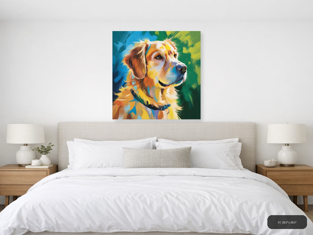 Colorful Abstract Dog Portrait Modern Wall Art — A1 / Bedroom