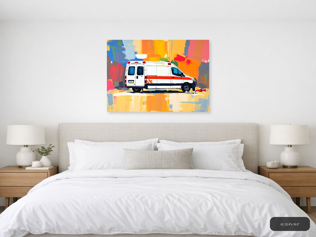 Colorful Abstract Ambulance Emergency Vehicle Wall Art — A2 / Bedroom