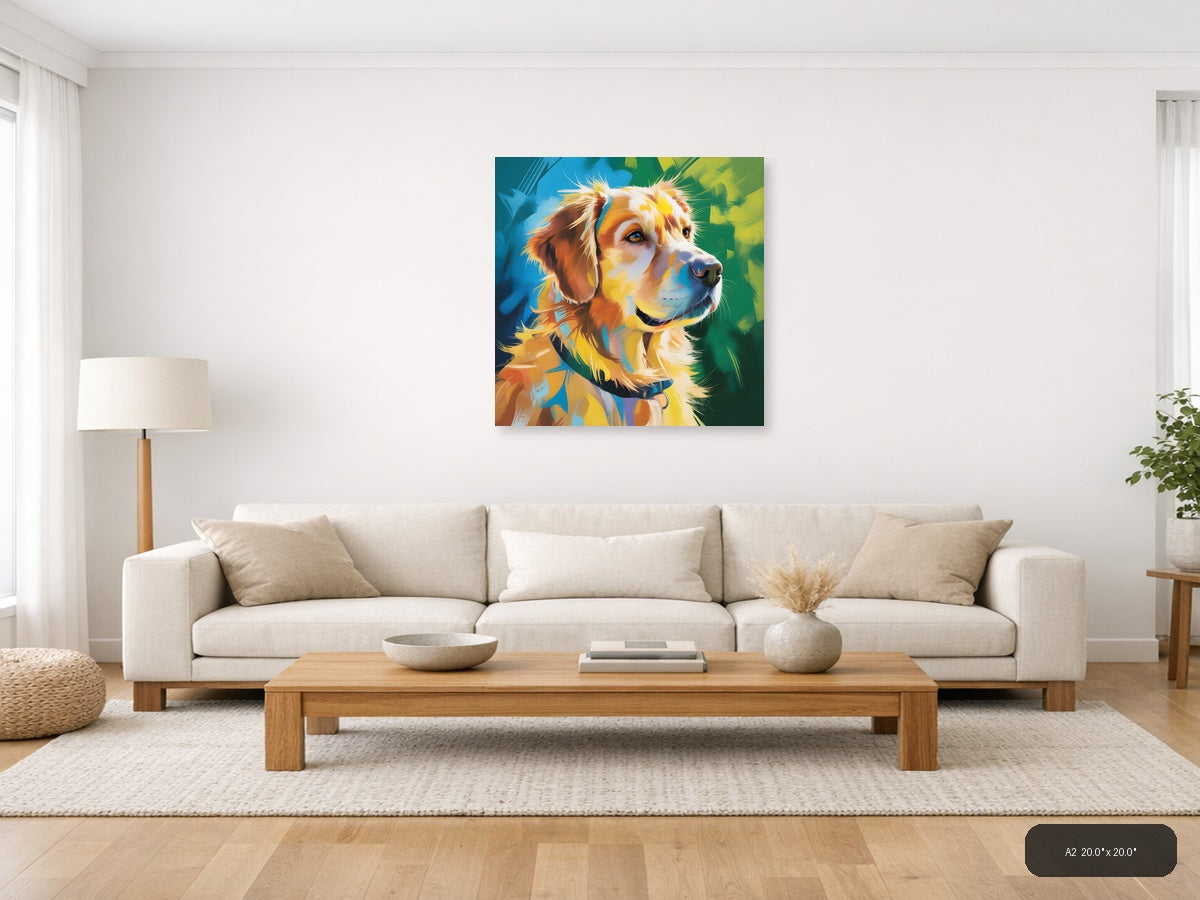 Colorful Abstract Dog Portrait Modern Wall Art — A2 / Living Room