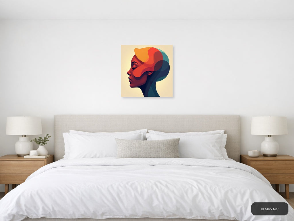 Abstract Colorful Profile Portrait Modern Wall Art — A3 / Bedroom