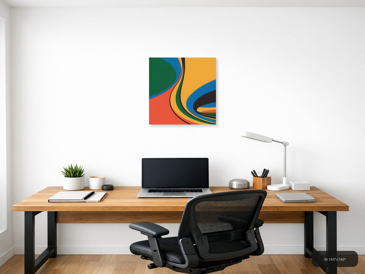 Colorful Abstract Wave Layers Photography Wall Art — A3 / Office