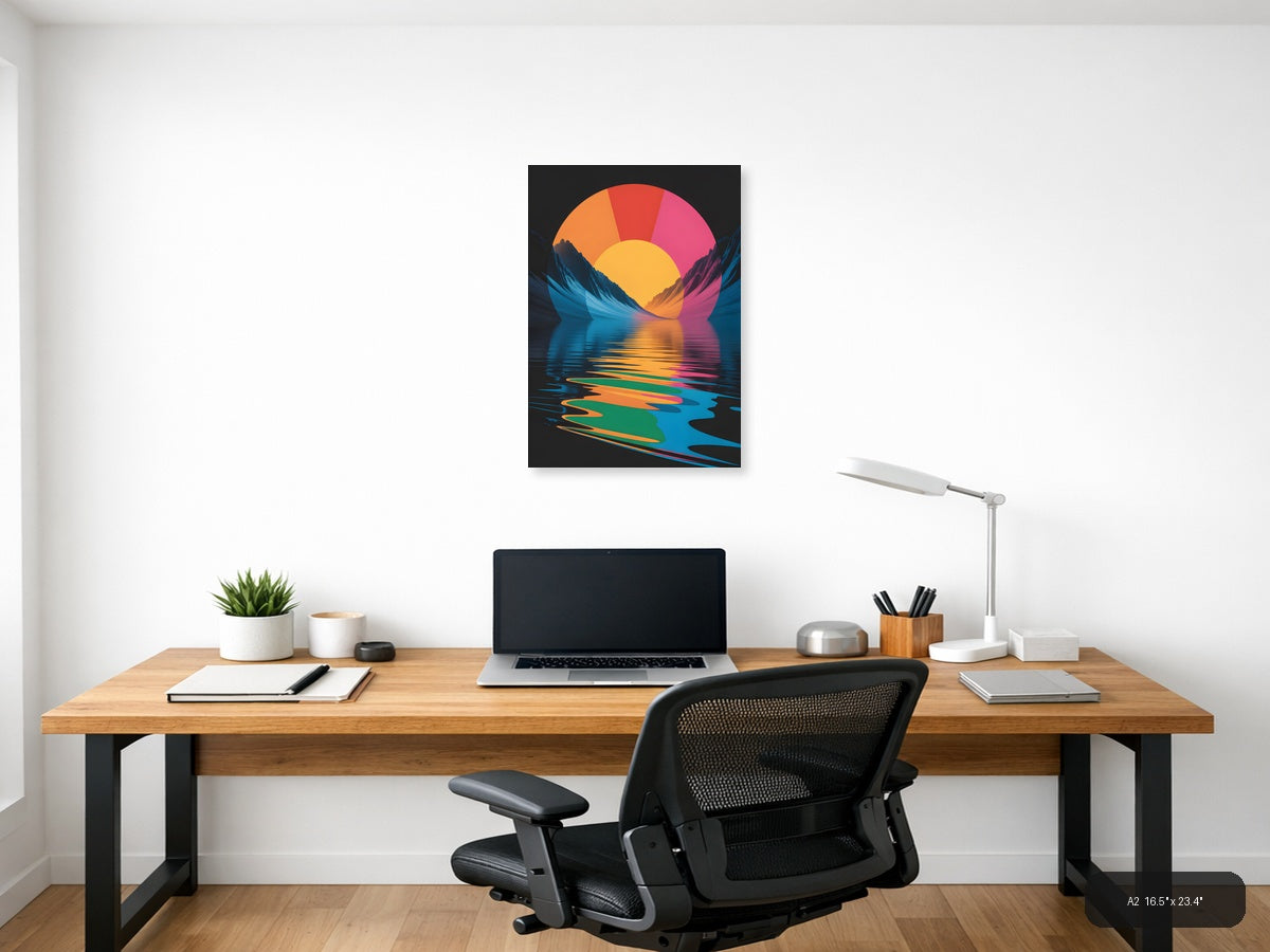 Colorful Sunset Mountain Landscape Photography Wall Art — A2 / Office