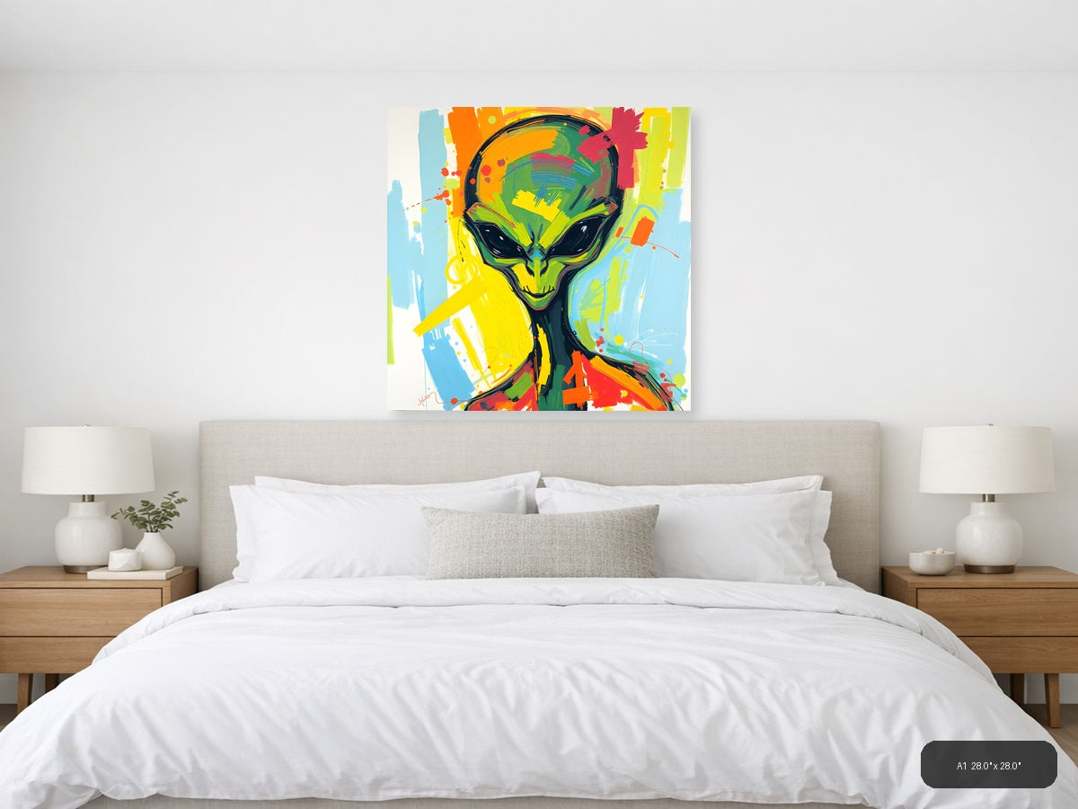 Colorful Abstract Alien Head Modern Wall Art — A1 / Bedroom
