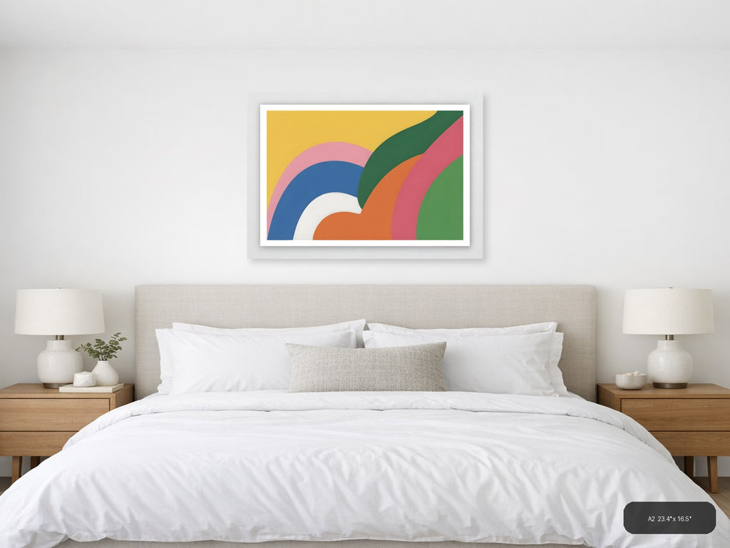Colorful Abstract Rainbow Layers Modern Wall Art — A2 / Bedroom