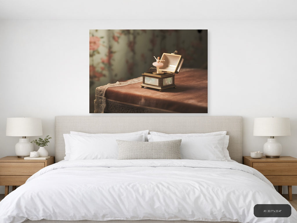 Vintage Music Box Ballerina Nostalgic Wall Art — A1 / Bedroom