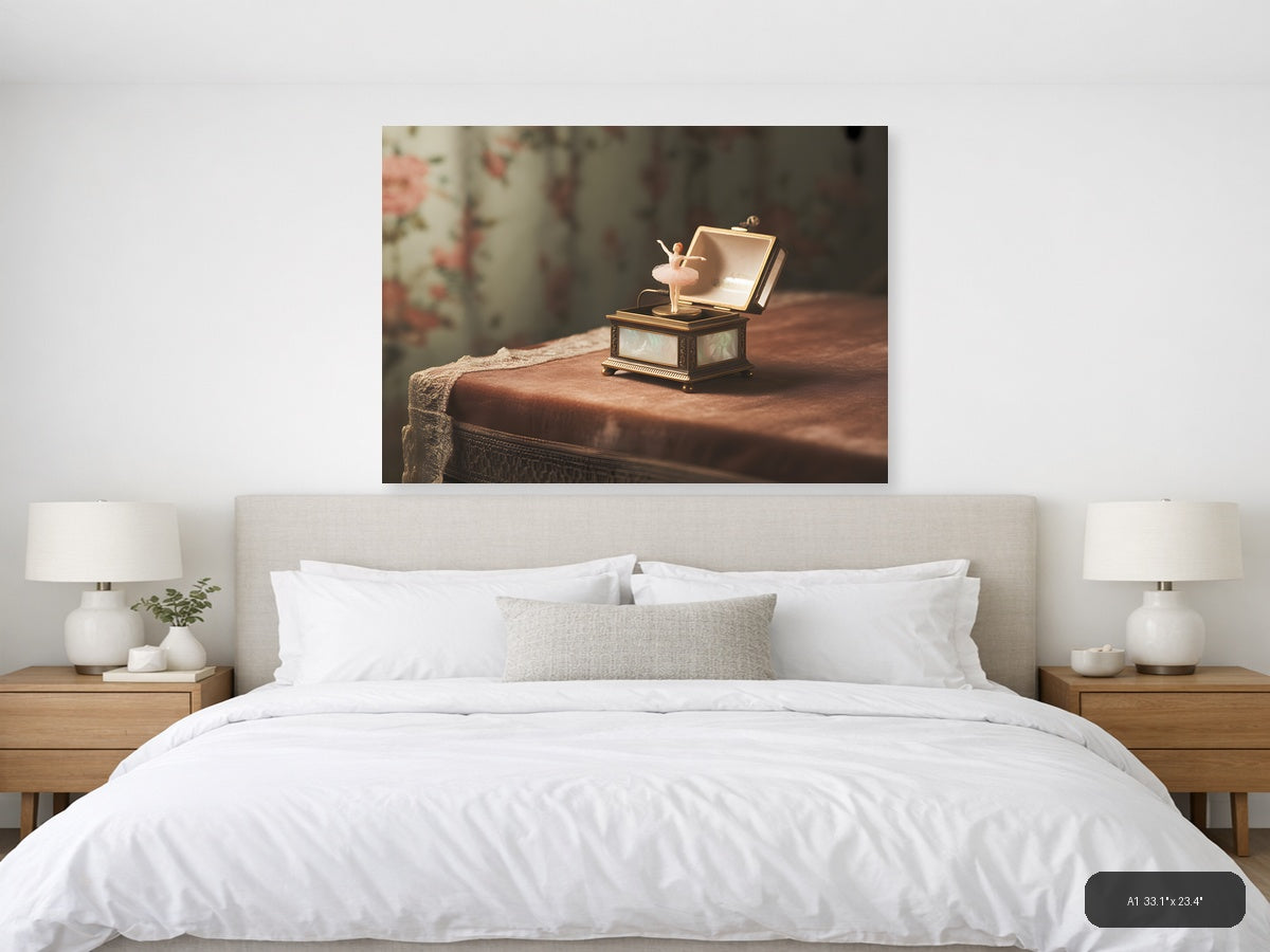 Vintage Music Box Ballerina Nostalgic Wall Art — A1 / Bedroom