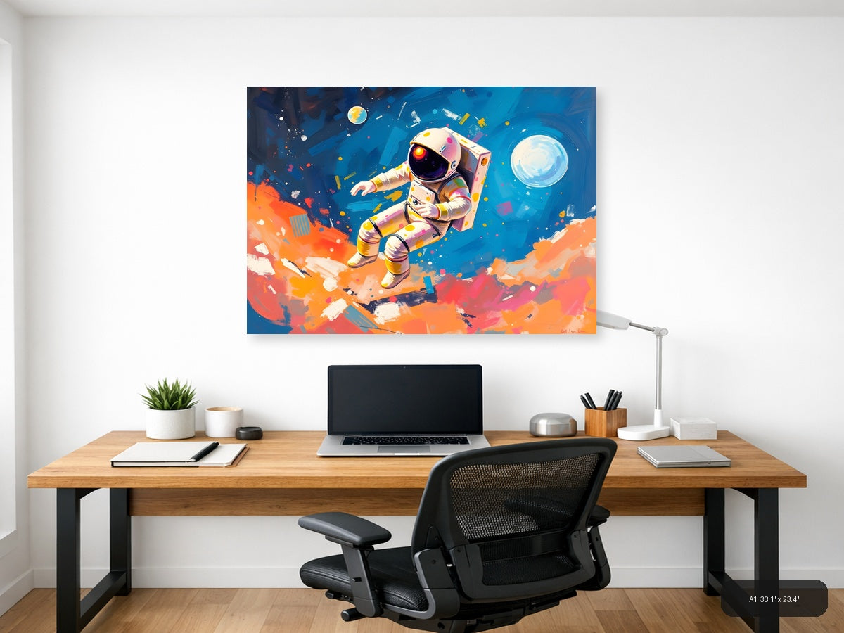 Colorful Astronaut in Space Abstract Wall Art — A1 / Office