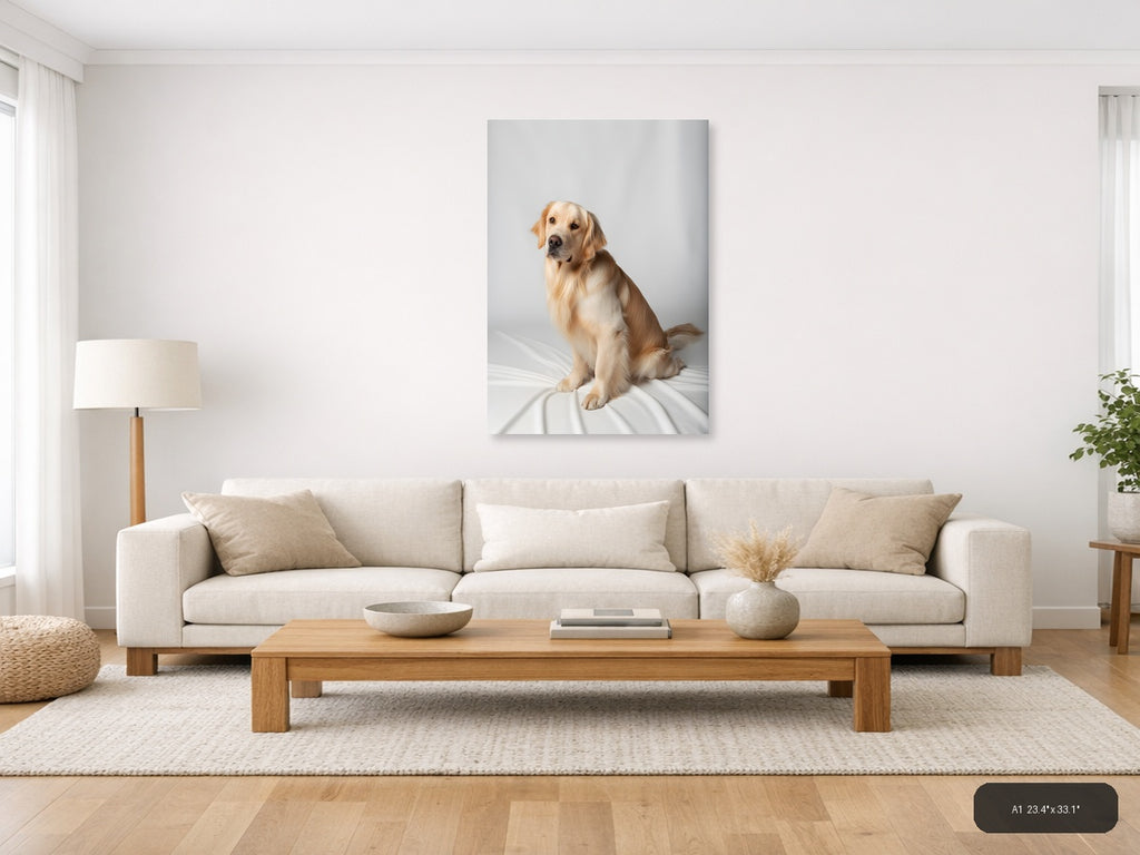 Golden Labrador Portrait Minimalist Wall Art — A1 / Living Room