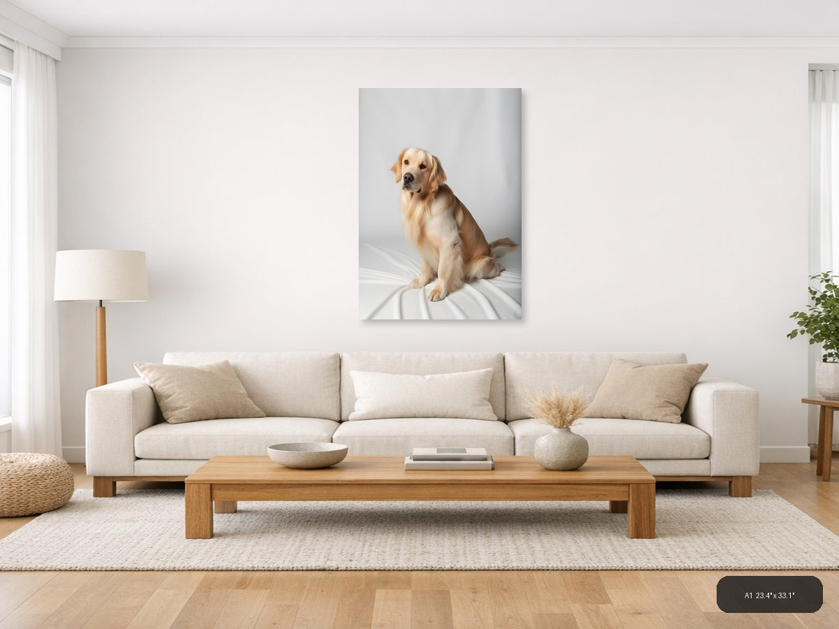 Golden Labrador Portrait Minimalist Wall Art — A1 / Living Room