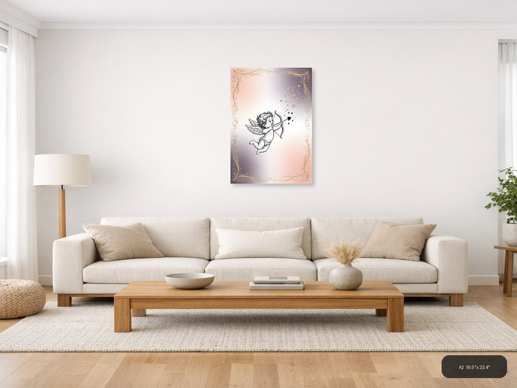 Cupid with Bow and Arrows Line Art Wall Art — A2 / Living Room