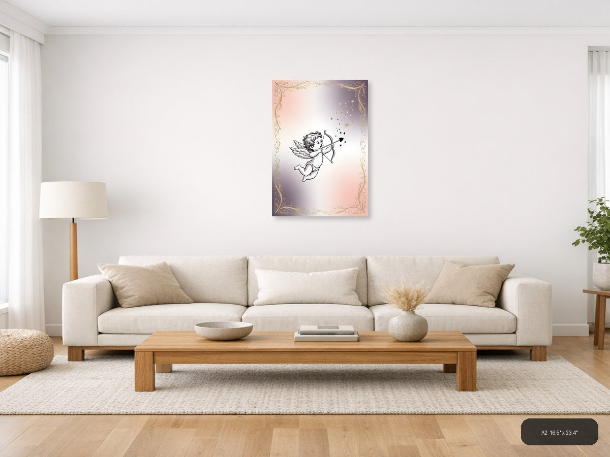 Cupid with Bow and Arrows Line Art Wall Art — A2 / Living Room