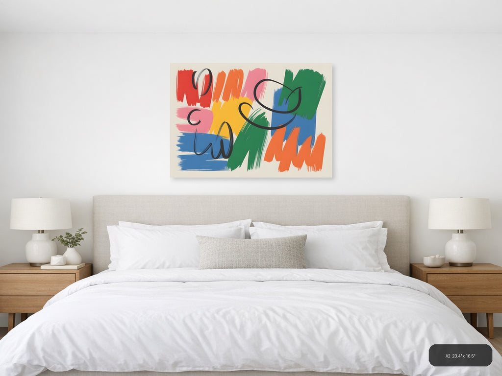 Colorful Abstract Brushstrokes Modern Wall Art — A2 / Bedroom