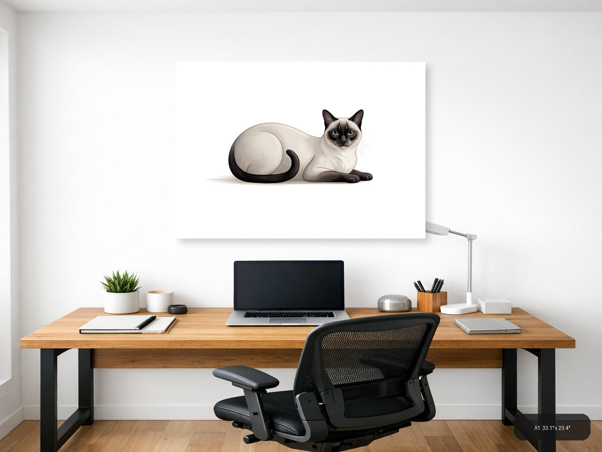 Siamese Cat Portrait Minimalist Wall Art — A1 / Office