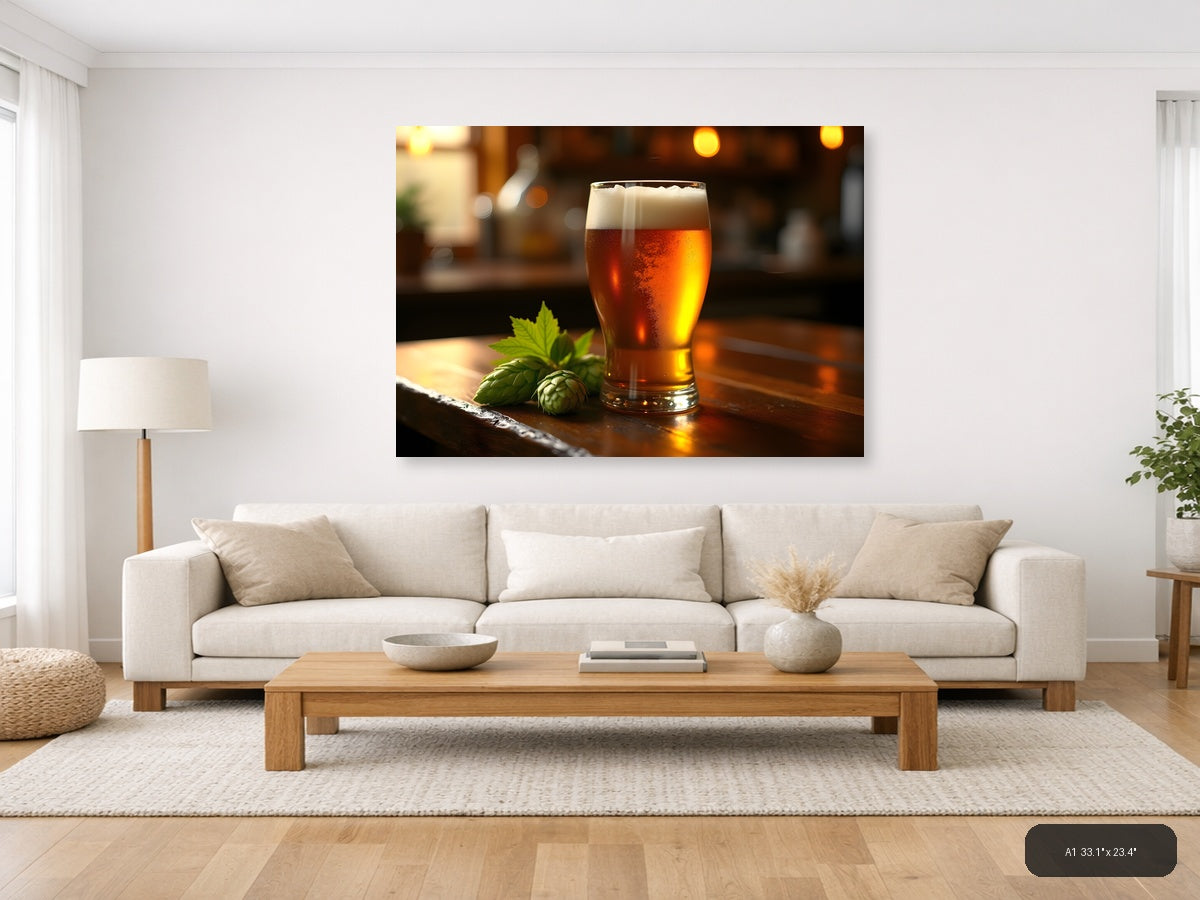 Craft Beer with Hops Photography Wall Art — A1 / Living Room