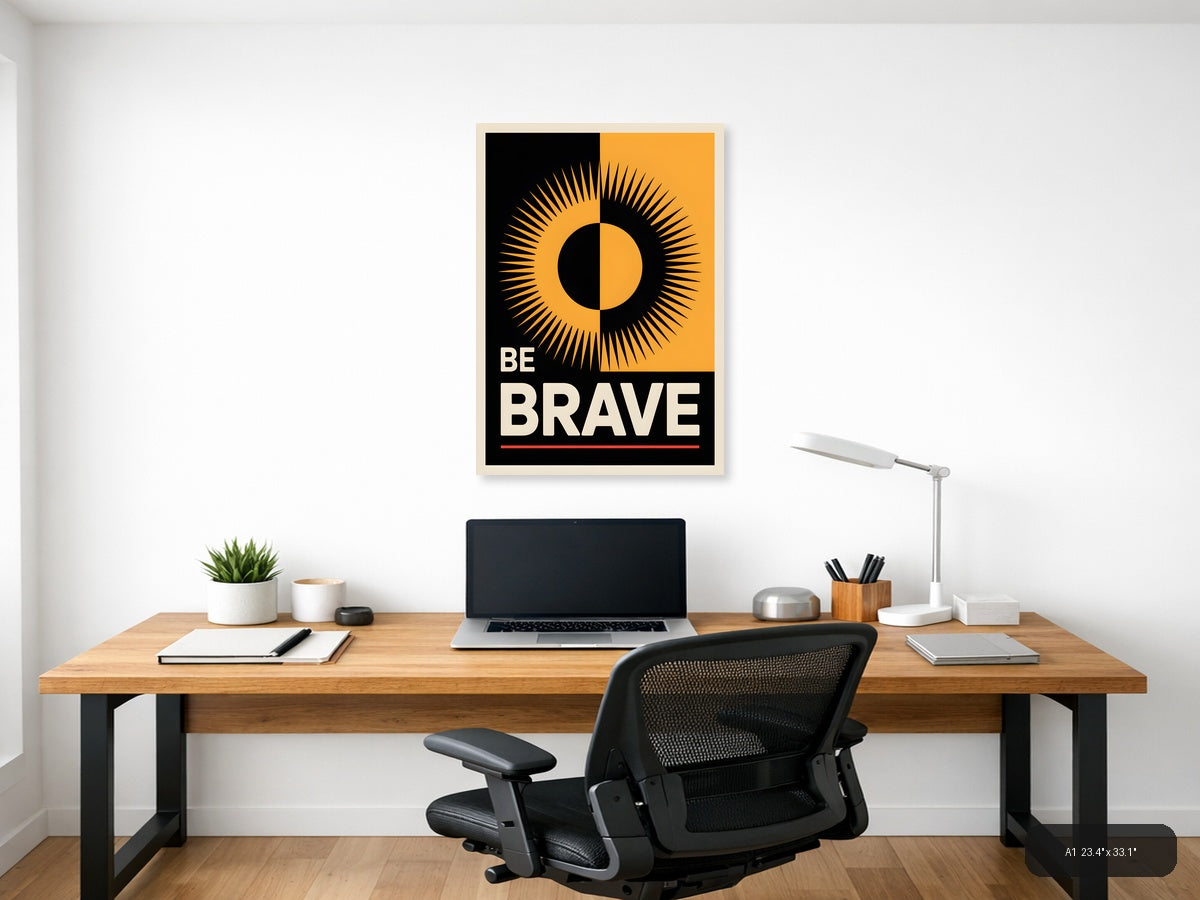 Be Brave Motivational Sun Eye Photography Wall Art — A1 / Office