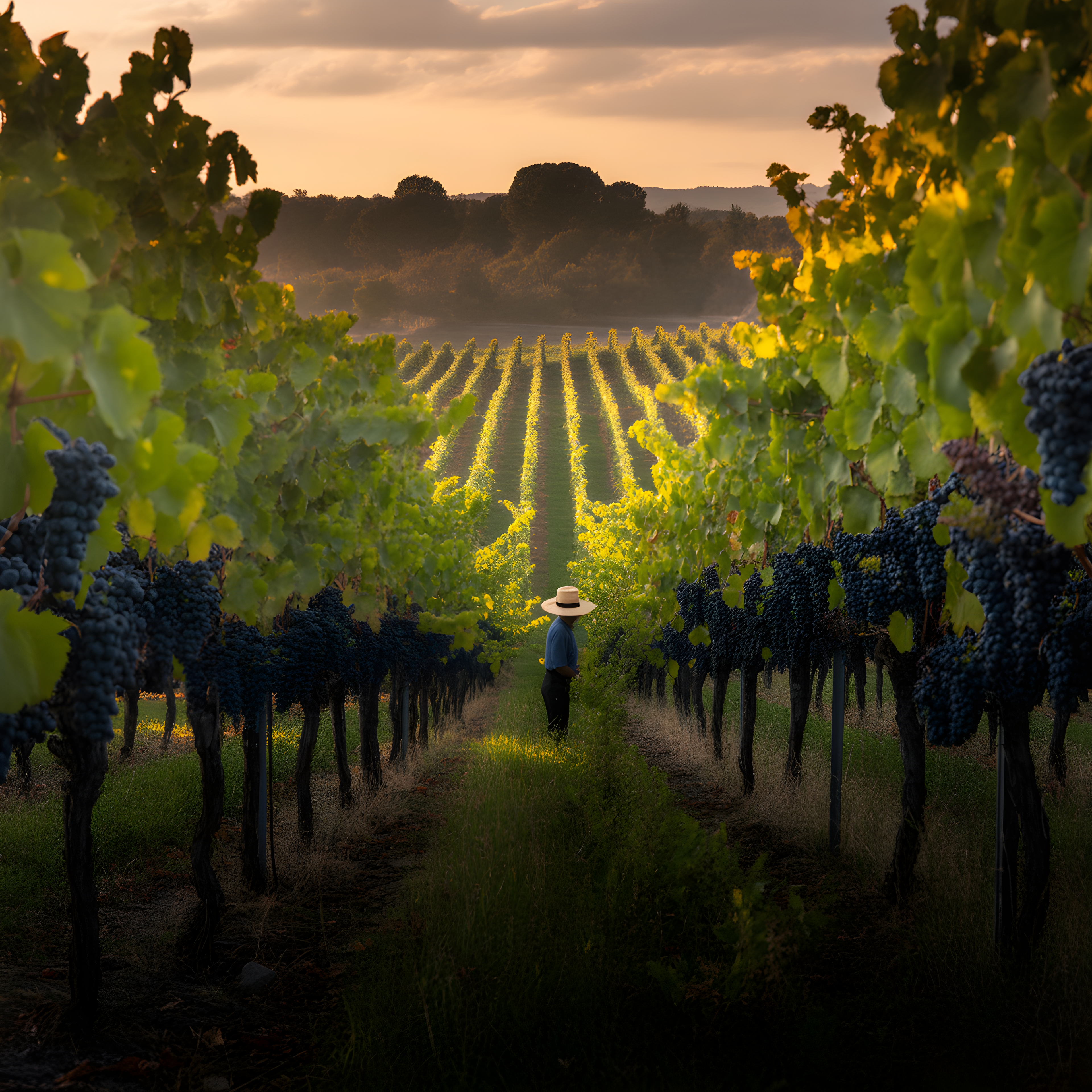 Vineyard at Sunset - Photography Wall Art