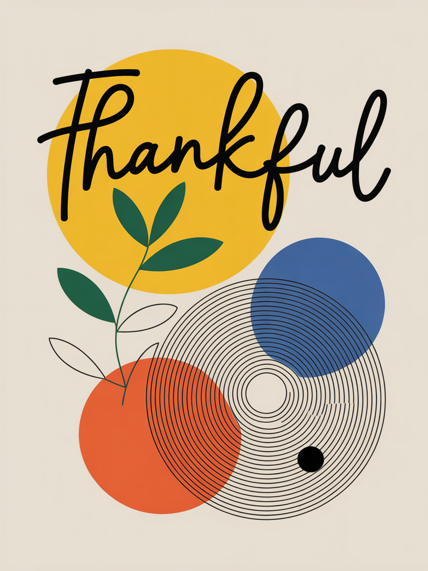 Thankful — Line Art (Portrait) Canvas Print | Line Art Wall Art | A4 A3 A2 A1
