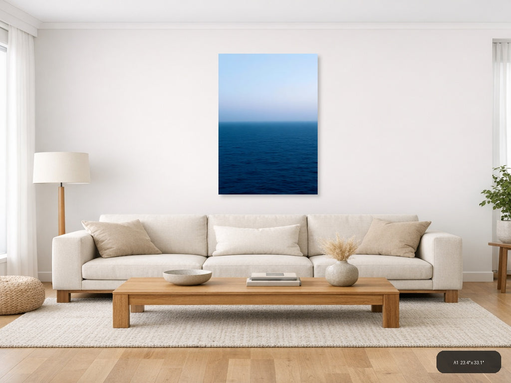 Minimalist Ocean Horizon Blue Gradient Wall Art — A1 / Living Room