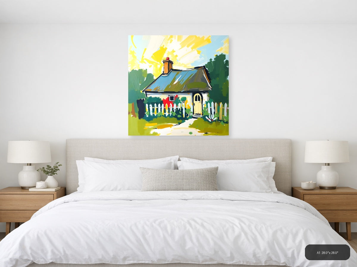 Sunny Cottage Garden Abstract Wall Art — A1 / Bedroom
