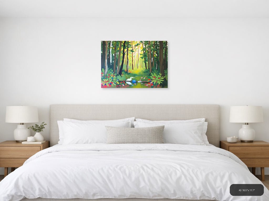 Enchanted Forest Path Abstract Landscape Wall Art — A3 / Bedroom