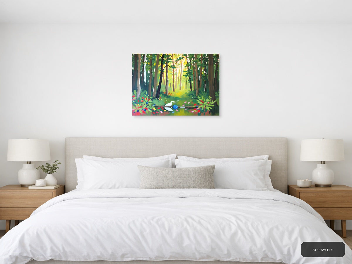 Enchanted Forest Path Abstract Landscape Wall Art — A3 / Bedroom