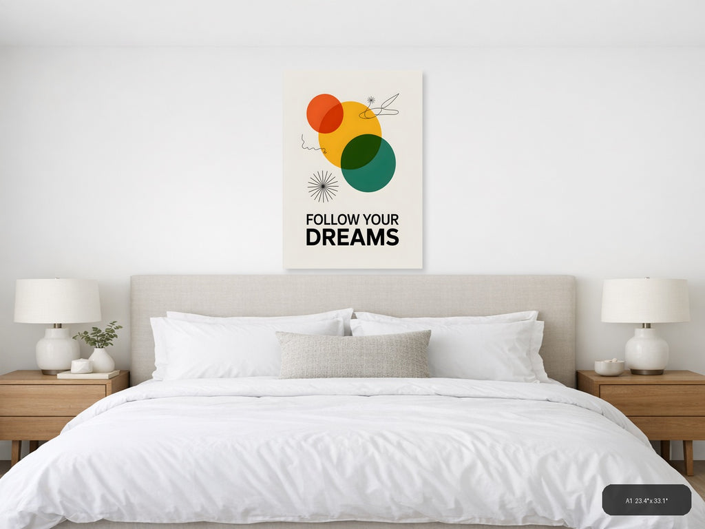 Follow Your Dreams Minimalist Circles Wall Art — A1 / Bedroom