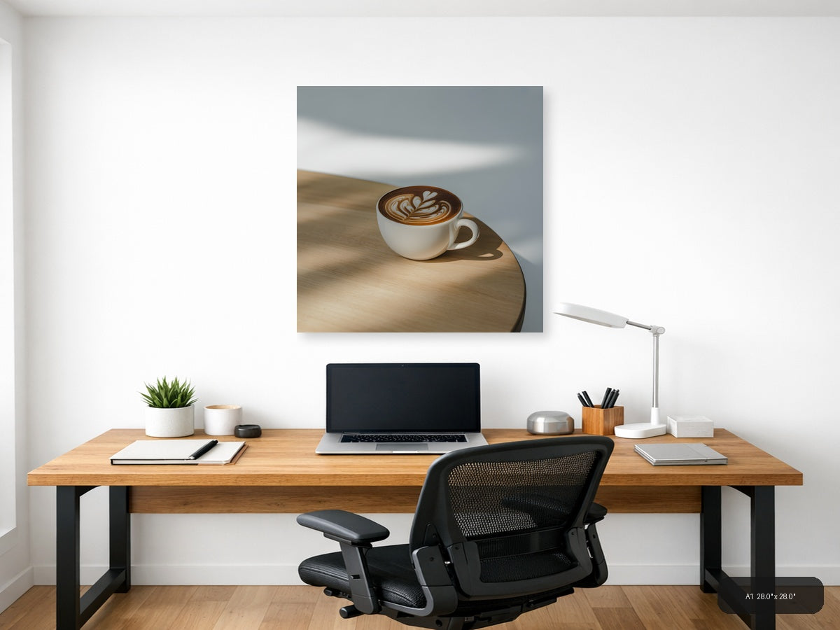 Minimalist Latte Art Coffee Cup Wall Art — A1 / Office