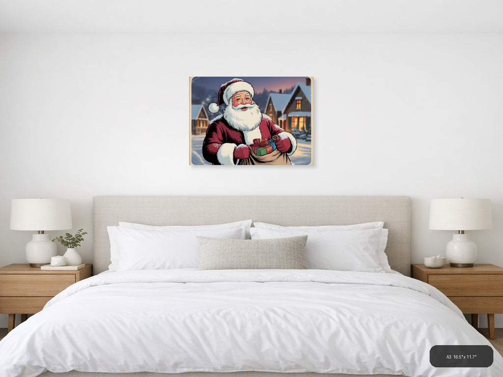 Vintage Santa Claus Christmas Holiday Wall Art — A3 / Bedroom