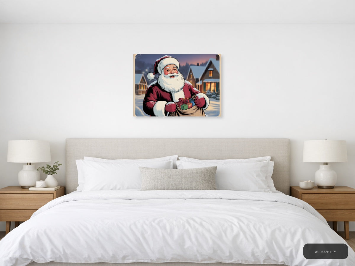 Vintage Santa Claus Christmas Holiday Wall Art — A3 / Bedroom