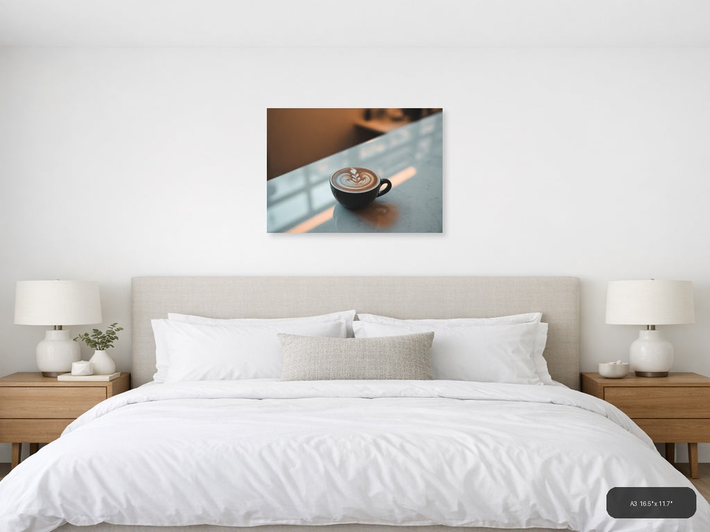Minimalist Latte Art Coffee Cup Wall Art — A3 / Bedroom