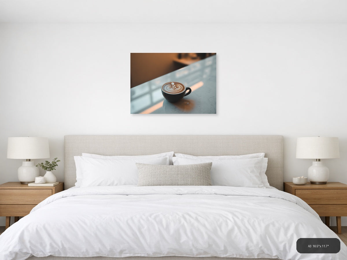 Minimalist Latte Art Coffee Cup Wall Art — A3 / Bedroom