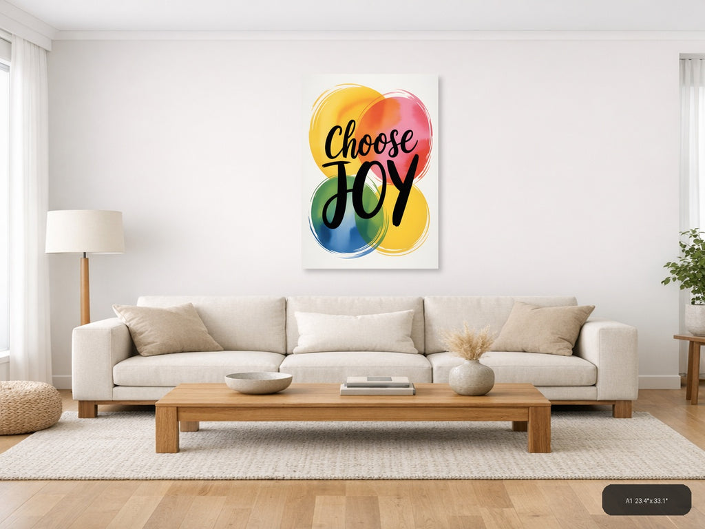 Choose Joy Watercolor Circles Motivational Wall Art — A1 / Living Room