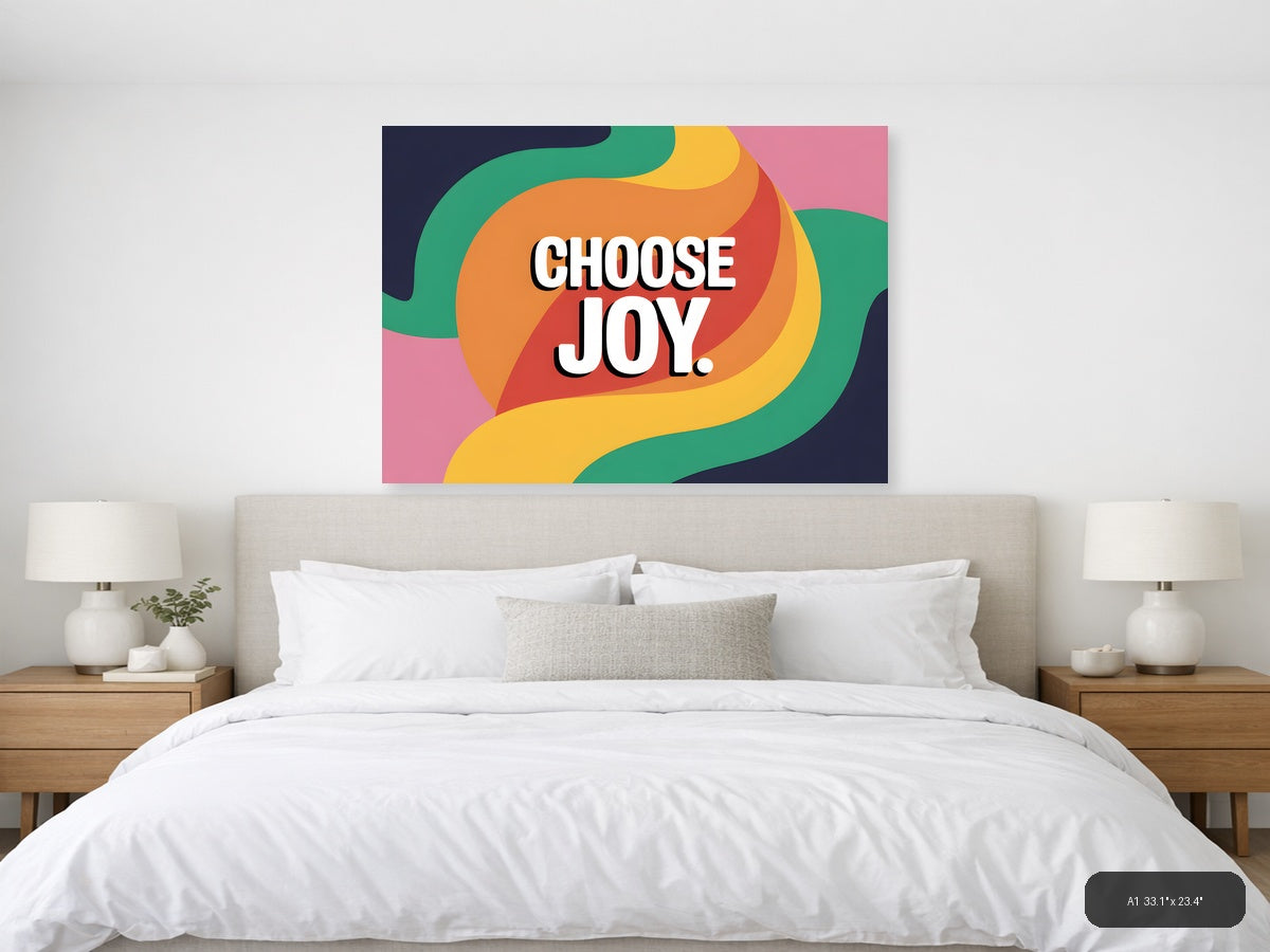 Choose Joy Colorful Abstract Wave Photography Wall Art — A1 / Bedroom