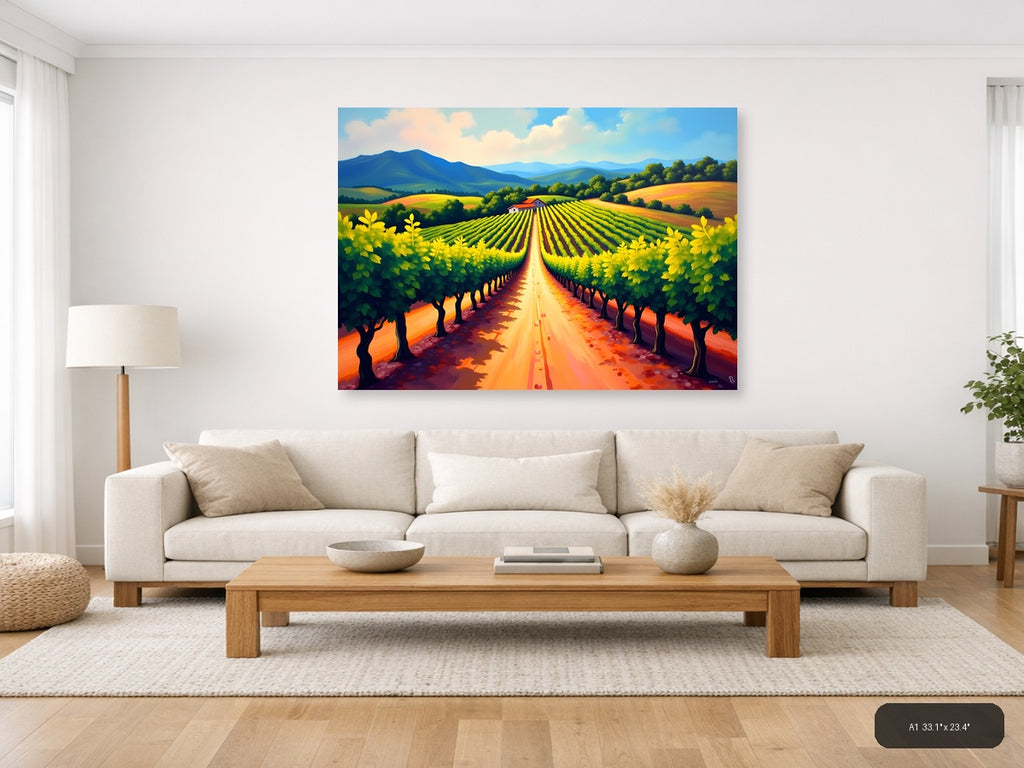Vineyard Path Abstract Landscape Wall Art — A1 / Living Room