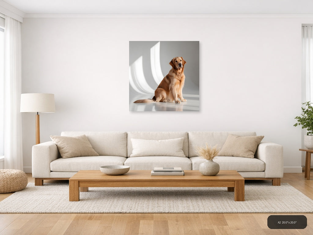 Golden Retriever Minimalist Portrait Wall Art — A2 / Living Room