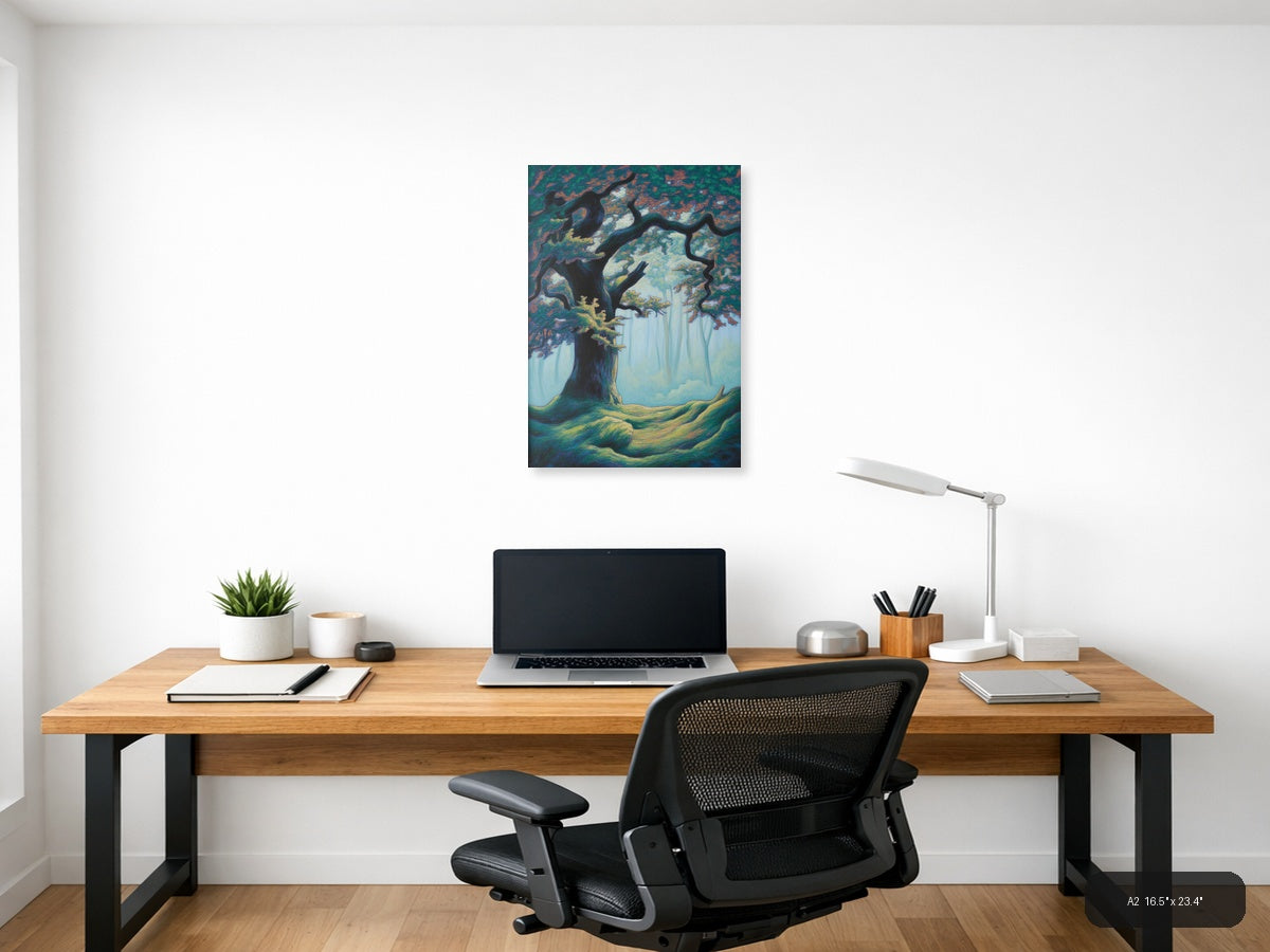 Ancient Twisted Tree Forest Landscape Abstract Wall Art — A2 / Office