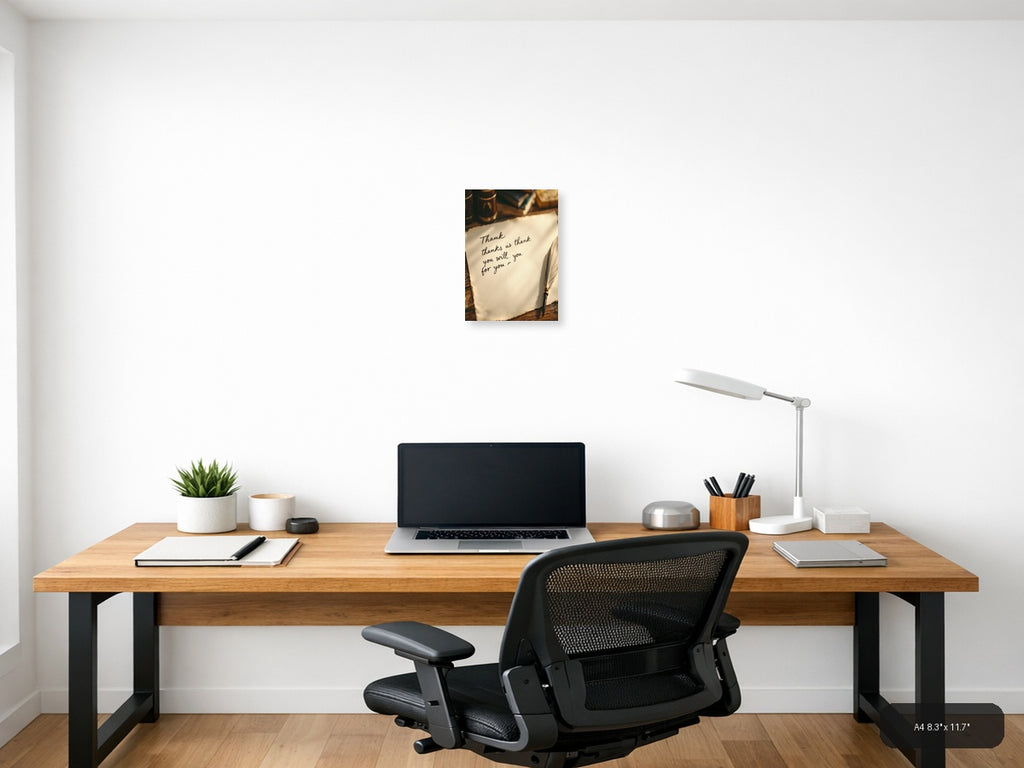 Vintage Handwritten Thank You Note Wall Art — A4 / Office
