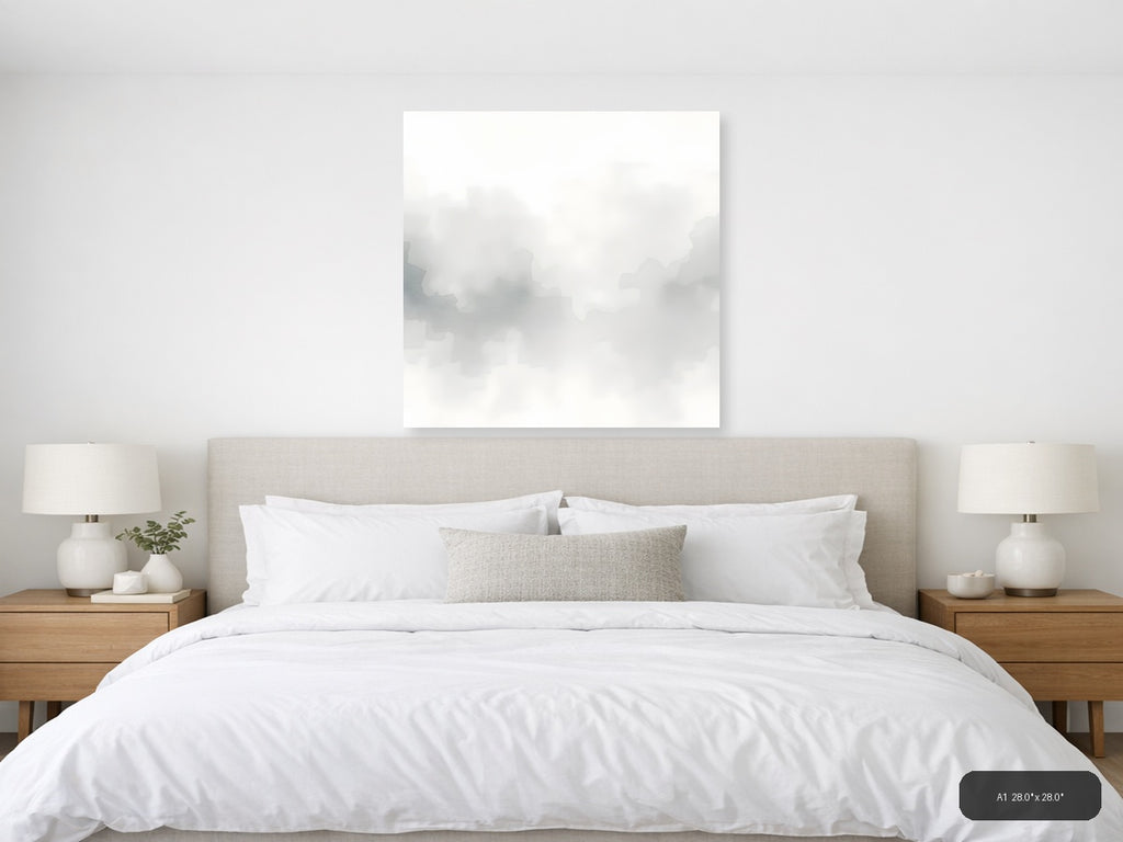 Misty Mountain Landscape Watercolor Wall Art — A1 / Bedroom