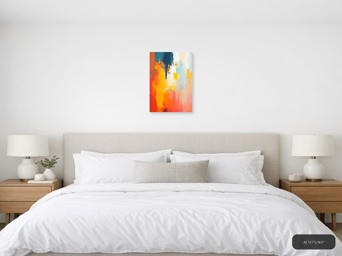 Abstract Colorful Splash Orange Blue Yellow Wall Art — A3 / Bedroom