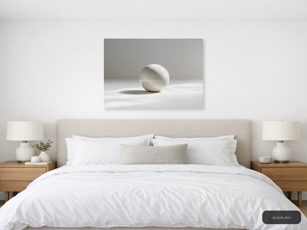 Minimalist White Sphere Shadow Wall Art — A2 / Bedroom