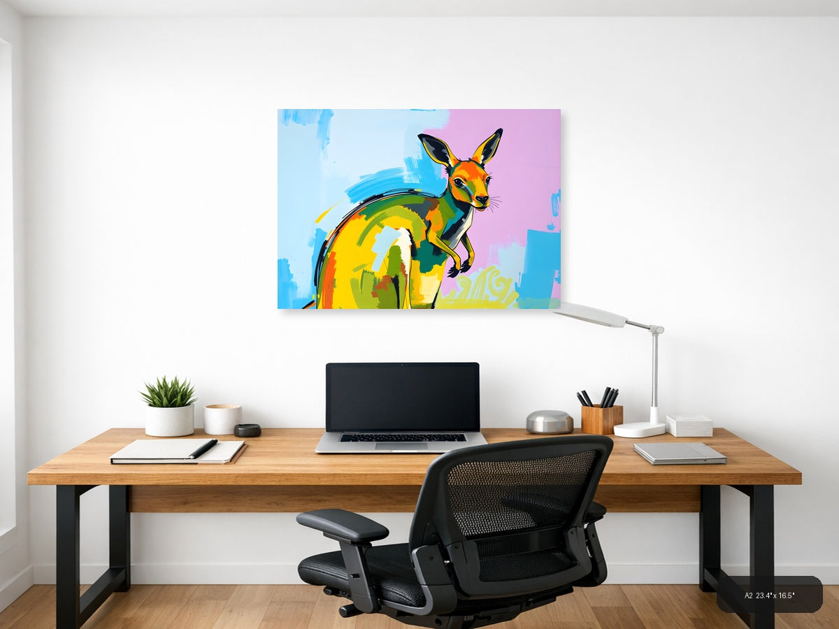 Colorful Abstract Deer Portrait Modern Wall Art — A2 / Office