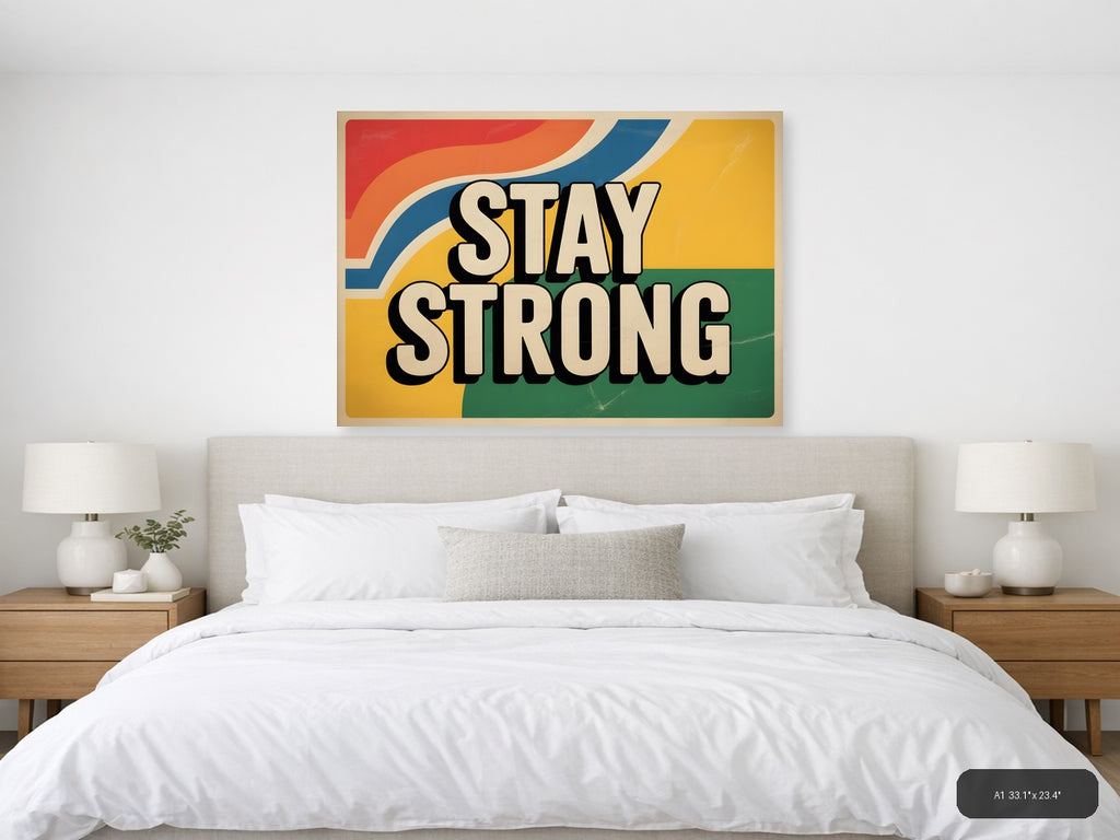 Stay Strong Vintage Retro Motivational Wall Art — A1 / Bedroom