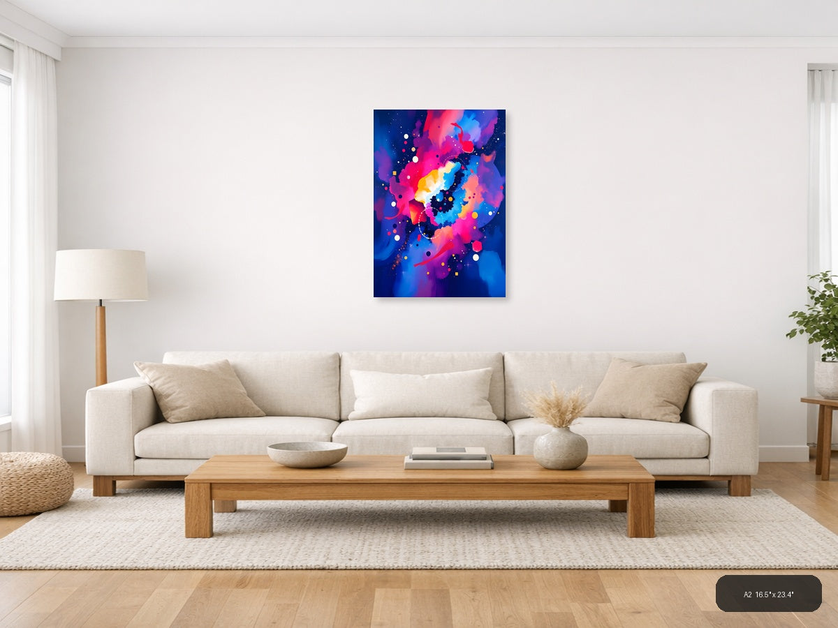 Vibrant Abstract China Map Neon Colors Wall Art — A2 / Living Room