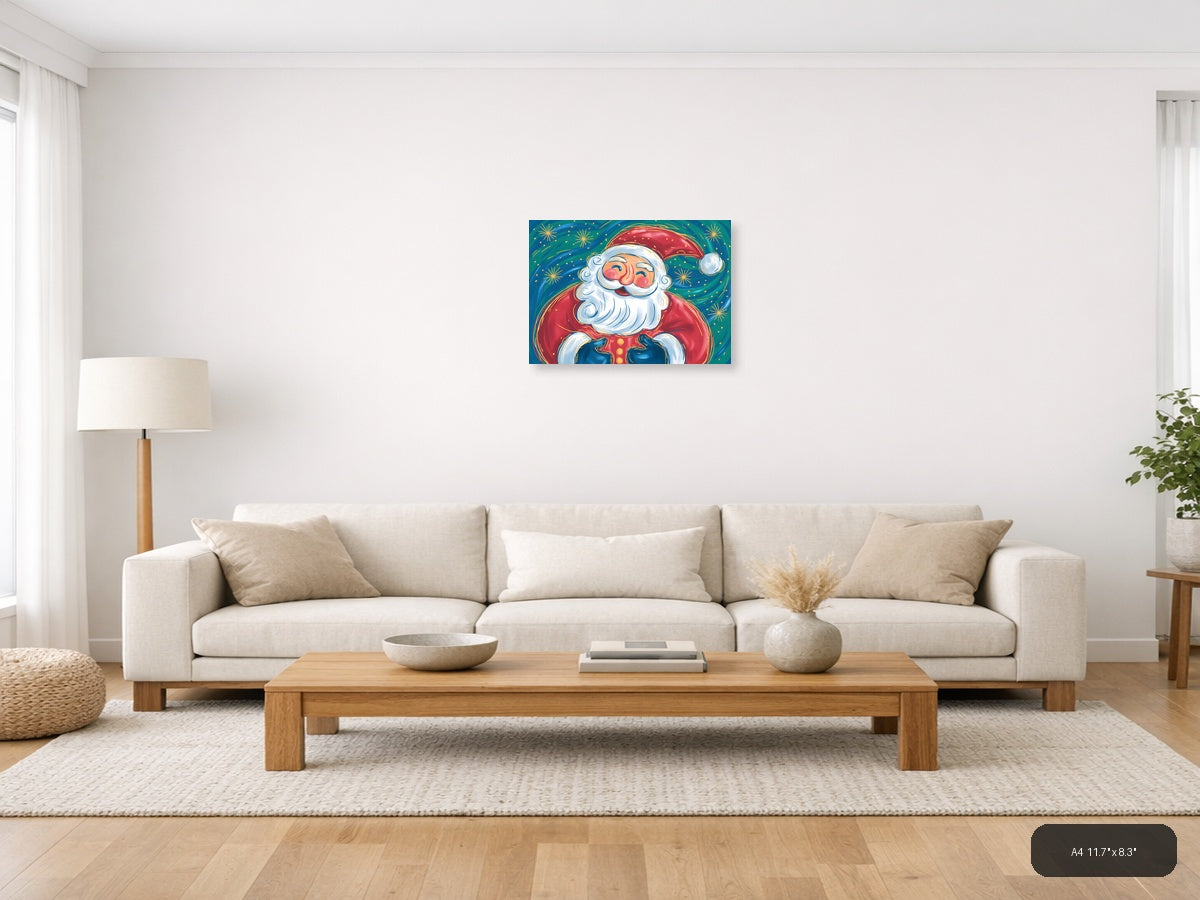 Jolly Santa Claus Abstract Colorful Wall Art — A4 / Living Room