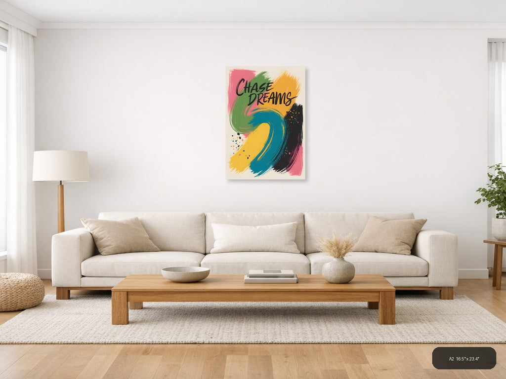 Chase Dreams Abstract Colorful Brushstrokes Wall Art — A2 / Living Room