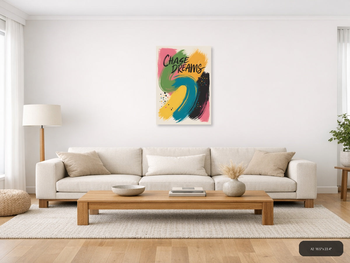 Chase Dreams Abstract Colorful Brushstrokes Wall Art — A2 / Living Room