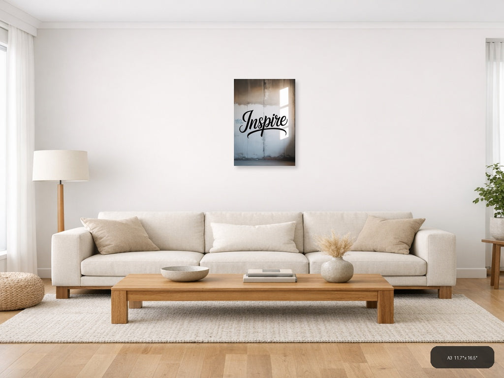 Inspire Typography Wall Art - Motivational Black Script — A3 / Living Room