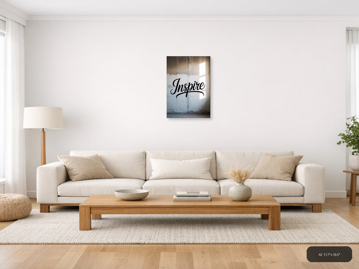 Inspire Typography Wall Art - Motivational Black Script — A3 / Living Room
